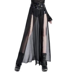 PunkRave sz S punk fake two-pieces half skirt 2-pieces short skirt black gothic